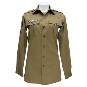MPD Box Button-Up Khaki Embroidered Sweatshirt M